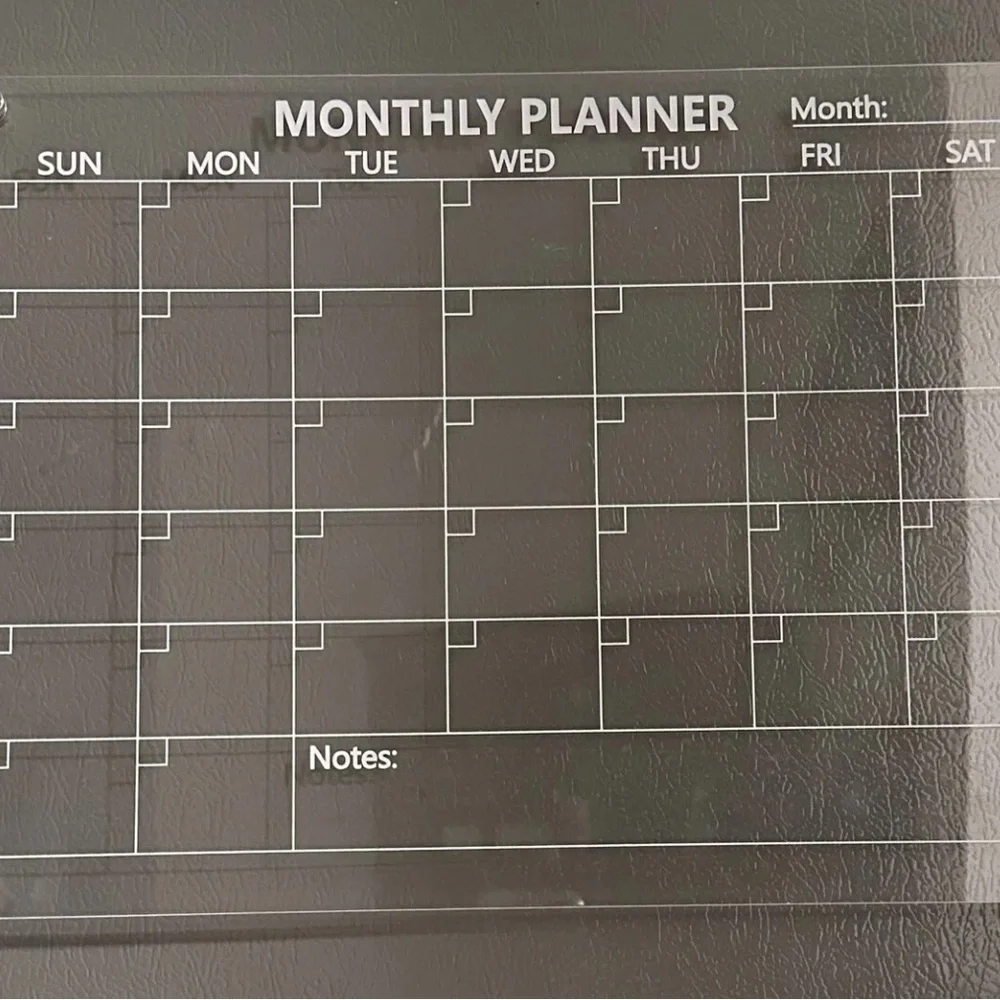 Clear Acrylic Monthly Planner for Home Office